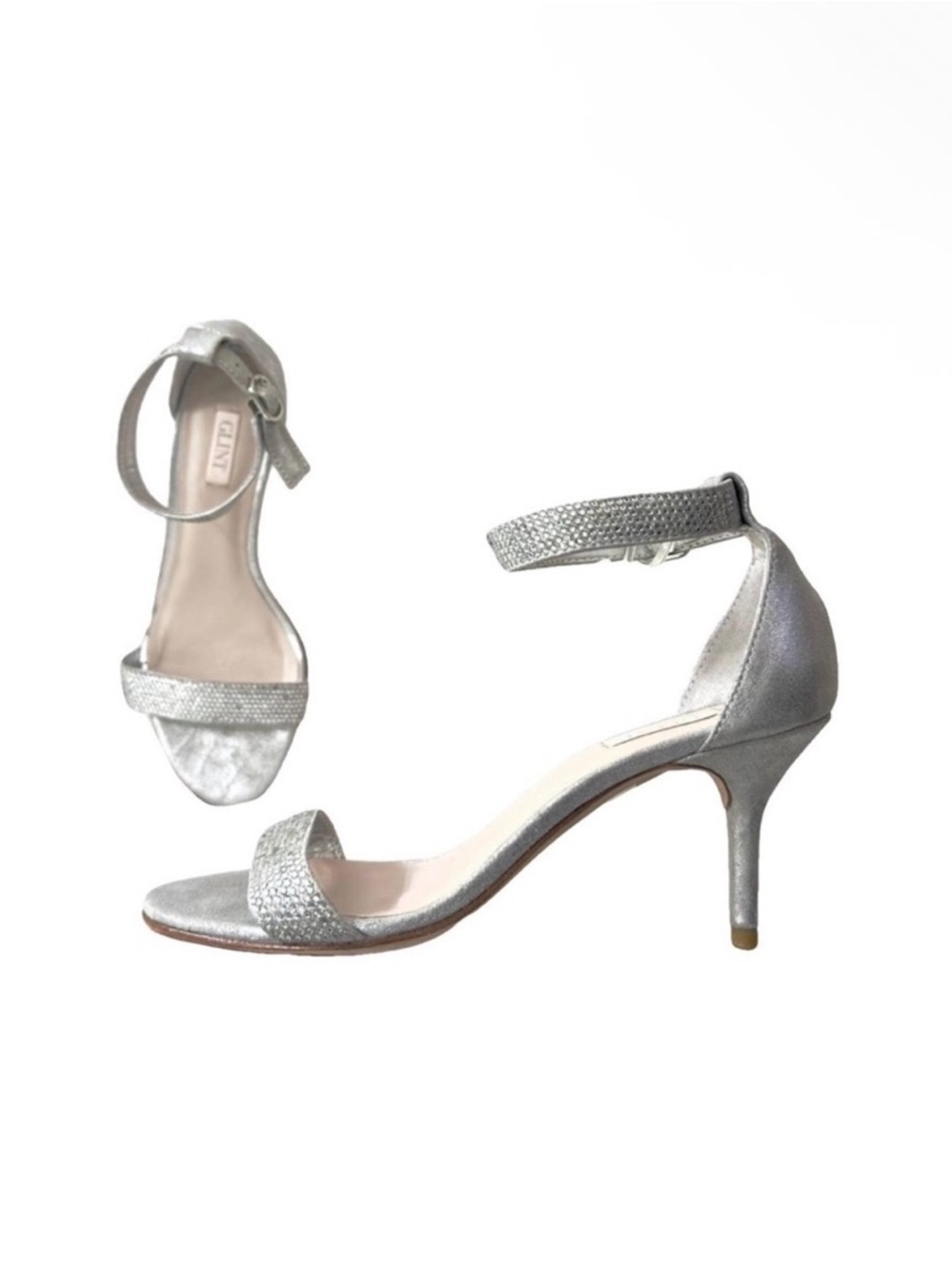 Glint Milly Metallic Suede/Leather Rhinestones Ankle Strap Sandals Formal